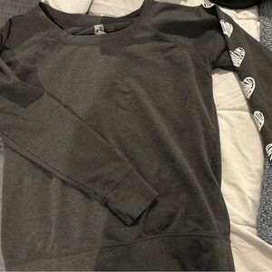 Women's Charcoal Sweatshirt with Heart Sleeve Detail